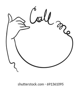 Call me hand sign with elegant graceful woman's hand vector sketch illustration