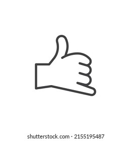 Call me hand sign line icon. linear style sign for mobile concept and web design. Call me gesture outline vector icon. Symbol, logo illustration. Vector graphics