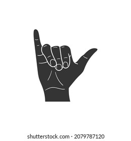 Call Me Icon Silhouette Illustration. Hand Gesture Vector Graphic Pictogram Symbol Clip Art. Doodle Sketch Black Sign.