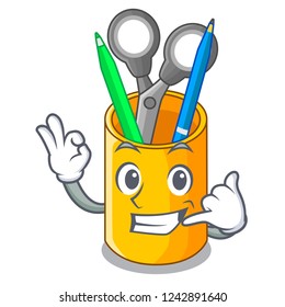 Call me isometric supplies desktop on organizer mascot