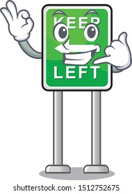 Call me keep left sign cartoon