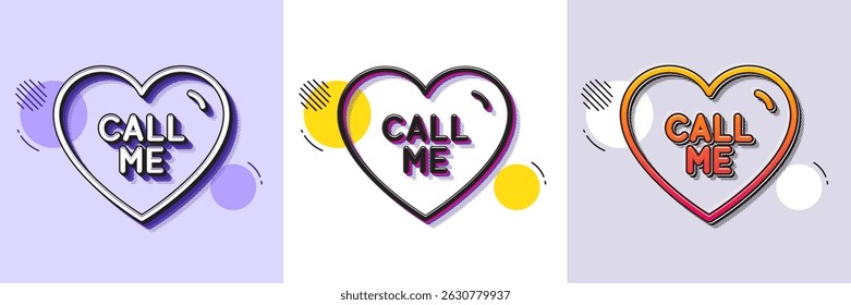 Call me line icon. Halftone dotted pattern. Gradient icon with grain shadow. Sweet heart sign. Valentine day love symbol. Line call me icon. Various designs. Vector