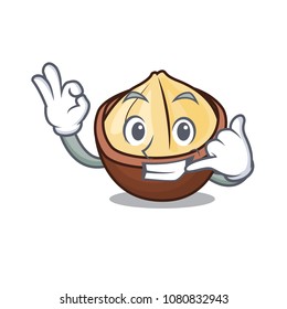 Call me macadamia mascot cartoon style