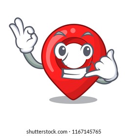 Call me map marker navigation pin mascot cartoon
