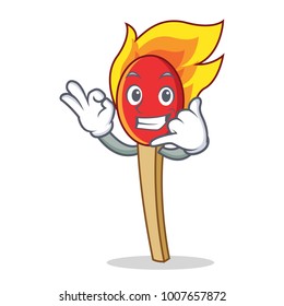 Call me match stick mascot cartoon