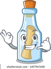 Call me message in bottle with shape mascot