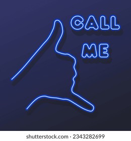 call me neon sign, modern glowing banner design, colorful modern design trends on black background. Vector illustration.