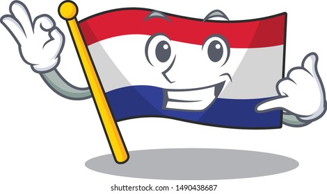 Call me netherlands flag above wooden cartoon table