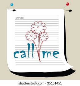Call me note for desktop- with place for your text. vector art