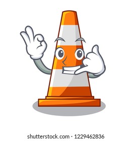 Call me on traffic cone against mascot argaet