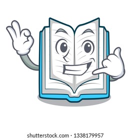 Call me opened book in the cartoon box