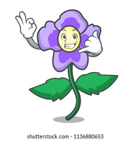 Call me pansy flower mascot cartoon