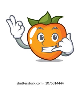 Call me persimmon mascot cartoon style