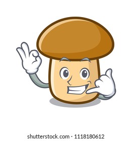 Call me porcini mushroom mascot cartoon