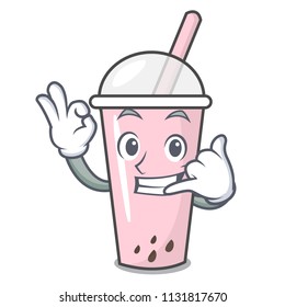Call me raspberry bubble tea character cartoon