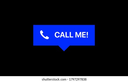 Call Me Reaction. Social Media Message Notification Vector Illustration On Black Background 