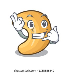 Call me roasted cashew nuts isolated on mascot