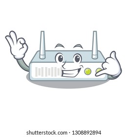 Call me router placed on wooden cartoon table