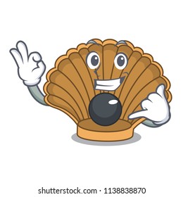 Call me shell with pearl mascot cartoon