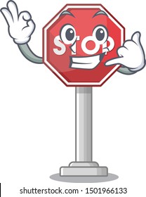 Call me sign stop isolated with the cartoon