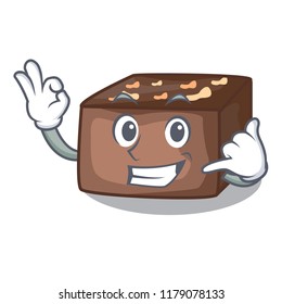 Call me slice almond chocolate cake isolated on mascot