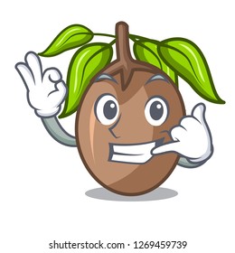 Call me slice sapodilla fruit on shape cartoon