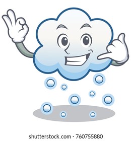 Call me snow cloud character cartoon vector illustration