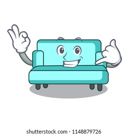 Call me sofa mascot cartoon style