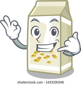 Call me soy milk poured in cartoon glass