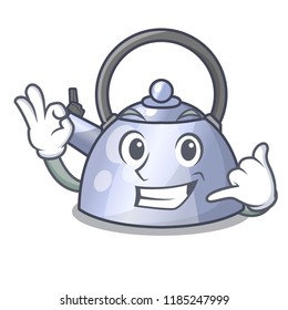 Call me stainless whistling tea kettle isolated on mascot