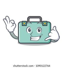 Call me suitcase mascot cartoon style