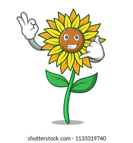 Call me sunflower mascot cartoon style