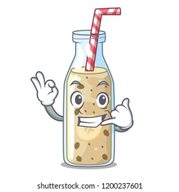 Call me sweet banana smoothie isolated on mascot