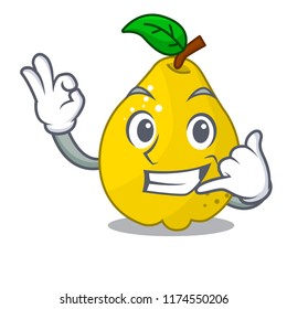 Call me sweet quince isolated on mascot cartoon