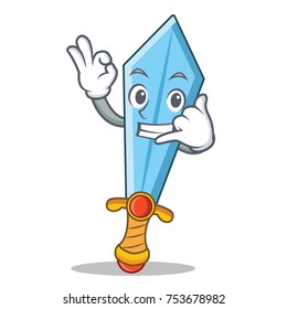 Call me sword character cartoon style vector illustration