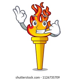 Call me torch mascot cartoon style