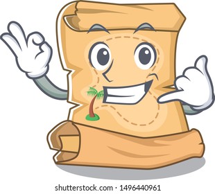 Call me treasure map isolated with the cartoon