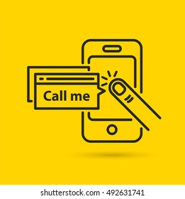 Call me. Vector line icon