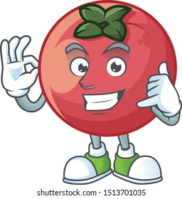 Call me velvet apple mascot on white background.