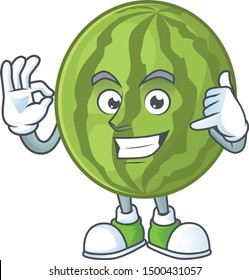 Call me watermelon character mascot for symbol healthy fruit