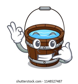 Call me wooden bucket mascot cartoon