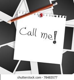Call me word note on instant photo background