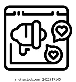 Rufen Sie das Symbol der Medienplattform als Umrissvektor auf. Markenanteil. Mediendaten online