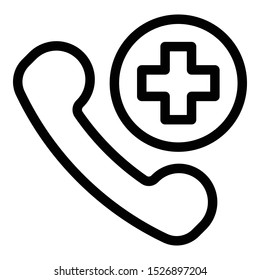 Call medical help icon. Outline call medical help vector icon for web design isolated on white background