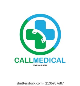 Call medical vector logo template. This design use phone symbol. Suitable for health consultation