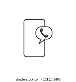Call, mobile line icon. Simple, modern flat vector illustration for mobile app, website or desktop app on gray background