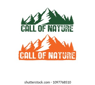 call of nature mountains vector sign sticker design template