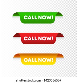 Call now Banner. Limited time special offer, big sales, discounts. Vector ribbon. Isolated images. Vector illustration