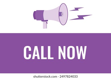 Call Now button, banner, label, template for website. Call Now text with colorful megaphone icon