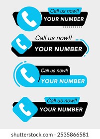 Call Now Button Sign With Phone Number Vector Color